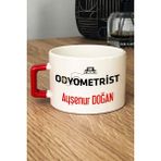 Hedizu Kişiye Özel Odyometrist Lüks Fincan Kırmızı Isme Özel Tıp Bayramı Hediyeleri