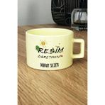 Hedizu Kişiye Özel Resim Öğretmeni Pastel Fincan Sarı Öğretmenler Günü Hediyesi