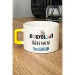 Hedizu Kişiye Özel Sosyoloji Öğretmeni Lüks Fincan Sarı Öğretmenler Günü Hediyesi