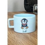 Hedizu Kişiye Özel Tatlı Penguen Pastel Fincan Mavi Arkadaşa Doğum Günü Hediyesi