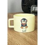Hedizu Kişiye Özel Tatlı Penguen Pastel Fincan Sarı Arkadaşa Doğum Günü Hediyesi