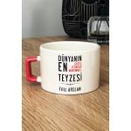 Hedizu Kişiye Özel Teyzeye Hediye Lüks Fincan Turuncu Teyzeye Doğum Günü Hediyesi