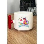 Hedizu Kişiye Özel Unicorn Kupa Bardak T Kulplu Kırmızı Kız Çocuğa Hediye