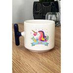 Hedizu Kişiye Özel Unicorn Kupa Bardak T Kulplu Lacivert Kız Çocuğa Hediye