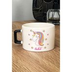 Hedizu Kişiye Özel Unicorn Lüks Fincan Siyah Kız Çocuğa Doğum Günü Hediyesi