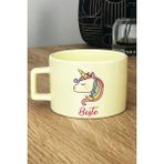 Hedizu Kişiye Özel Unicorn Pastel Fincan Sarı Arkadaşa Doğum Günü Hediyesi