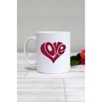Hedizu Love Kalp Sevgiliye Hediye Beyaz Kupa