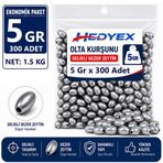 Hedyex 5 Gr 300 Adet (1.5 Kg) Olta Kurşunu Delikli Gezer Zeytin