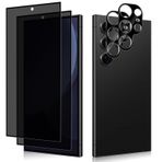 HeeYeal [2 + 2 adet Privacy koruyucu film + Samsung Galaxy S25 Ultra 5G için kamera koruması, 9H sertlikte zırh koruma camı casus önleyici folyo, gözetleme önleyici ekran koruyucu folyo, Samsung