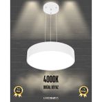 Hegza Lighting Drum 40cm (Beyaz Kasa, Doğal Beyaz Işık) Ledli Modern LED Avize, Salon, Mutfak, Oturma Yatak Odası, Sarkıt