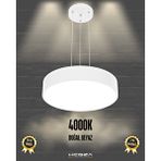 Hegza Lighting Drum 40cm ( Beyaz Kasa, Doğal Beyaz Işık ) Sarkıt Ledli Modern Led Avize, Salon, Mutfak, Oturma Odası