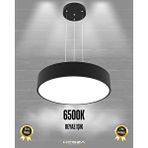 Hegza Lighting Drum 40cm, Siyah Kasa, Beyaz Işık, Ledli Modern Led Avize, Salon, Mutfak, Oturma Yatak Odası, Sarkıt