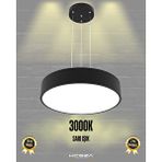 Hegza Lighting Drum 40cm ( Siyah Kasa, Sarı Işık ) Sarkıt Ledli Modern Led Avize, Salon, Mutfak, Oturma Odası
