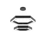 Hegza Lighting HEXAGON PİRAMİT Ayarlanabilir Sarkıt LEDli Modern Siyah Led Avize (3000K (Sarı Işık))