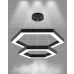 Hegza Lighting HEXAGON PİRAMİT Ayarlanabilir Sarkıt LEDli Modern Siyah Led Avize (6500K (Beyaz Işık))