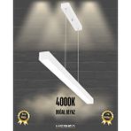 Hegza Lighting Lineer 120cm ( Beyaz Kasa, Doğal Beyaz Işık ) Sarkıt Ledli Modern Led Avize, Salon, Mutfak, Oturma Odası