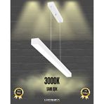 Hegza Lighting Lineer 120cm, Beyaz Kasa, Sarı Işık, Ledli Modern Led Avize, Salon, Mutfak, Oturma Yatak Odası, Sarkıt, Lineer