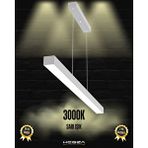 Hegza Lighting Lineer 120cm ( Gri Kasa, Sarı Işık ) Sarkıt Ledli Modern Led Avize, Salon, Mutfak, Oturma Odası