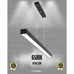 Hegza Lighting Lineer 80cm ( Siyah Kasa, Beyaz Işık ) Sarkıt Ledli Modern Led Avize, Salon, Mutfak, Oturma Odası
