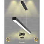 Hegza Lighting Lineer 80cm, Siyah Kasa, Sarı Işık, Ledli Modern Led Avize, Salon, Mutfak, Oturma Yatak Odası, Sarkıt, Lineer