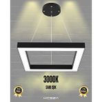 Hegza Lighting Quattro ( Siyah Kasa, Sarı Işık ) Sarkıt Ledli Modern Led Avize, Salon, Mutfak, Oturma Odası