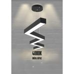 Hegza Lighting Zigzag ( Siyah Kasa, Beyaz Işık ) Ledli Modern Led Avize, Salon, Mutfak, Oturma Yatak Odası, Sarkıt