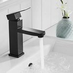 HEIBTENY Lavabo armatürü, lavabo şelale banyo musluğu lavabo bataryası krom kare mono musluk, banyo lavabosu için musluk