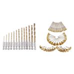 Heiikiuy 13 adet HSS titanyum kaplı matkap ucu seti ile 1/4 inç Hex Shank ve 45 adet bakır fırça tekerlek zımpara aksesuarları