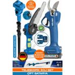 Heilber Alman 6807M Blue V598/21V Teleskopik Akülü Dal Budama Zincirli Testere ve Şarjlı 30MM Dal Budama Makası-2 Batarya