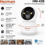 Heiman HM-428 Akıllı Wifi Kamera 3mp Ptz Hareketli Bebek Bakıcı Kamerası Iç Mekan -App Kontrol Ip Güvenlik Kamerası - Beyaz