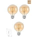 Heka 3 Adet Rustik Led Ampul E27 G95 6W 2500K Gün Işığı ERD-82