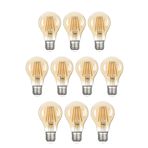 Heka A60 6 Watt 10 Adet E27 Bal Cam Sarı Işık (2500k) Led Fılament Rustik Ampul
