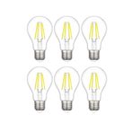 Heka A60 6 Watt 6 Adet E27 Şeffaf Cam Beyaz Işık (6500k) Led Fılament Rustik Ampul