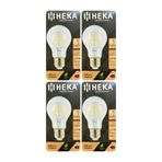 Heka LED Ampul, 6W (51W), 6500K Beyaz Işık, E27 Duy, Şeffaf, 4 Adet