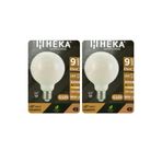 Heka LED Ampul, 9W (67W), 3000K Sarı Işık, E27 Duy, G125 Glop, 2 Adet