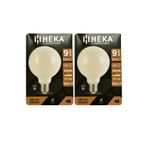 Heka LED Ampul, 9W (67W), 3000K Sarı Işık, E27 Duy, G95 Glop, 2 Adet