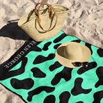 Helen George New Land Leopar Açık Yeşil Siyah Oversize Plaj Havlusu