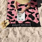 Helen George New Land Siyah Pembe OVERSIZE Plaj Havlusu
