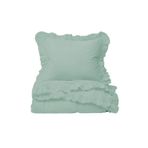 Helen George Vintage Fırfırlı Indigo Yeşil Çift Kişilik Nevresim Takımı -HFR0453