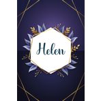 Helen: Taccuino personalizzato con il nome Helen | Regalo di compleanno per moglie, mamma, sorella, figlia ... | Foglie blu | 110 pagine a righe, Piccolo formato 6x9 pollici (15,24 x 22,86 cm)