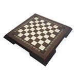 Helena Wood Art Flat Ayaklı Ahşap Satranç Tablası Küçük Ceviz 35x35cm