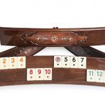 Helena Wood Art Mozaik İşlemeli Masif Ahşap Okey Seti Oval Takımı Gül