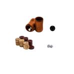 Helena Wood Art Tavla Aksesuar Seti - Hepsi Bir Arada 35 mm Şimşir Pul, Ahşap Zar Fincanı ve Zarlar