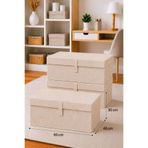 Helen's Home 3 Adet Kapaklı Çok Amaçlı Hurç Saklama Kutusu Organizer Mega Boy 60 X 40 X 30 Cm Bej