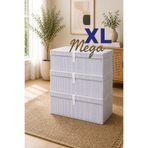 Helen's Home 3 Adet Kapaklı Çok Amaçlı Hurç Saklama Kutusu Organizer Mega Boy 60 X 40 X 30 Cm Gri