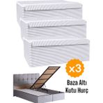 Helen's Home 3'lü Kapaklı Kutu Hurç Gri Renkli Katlanabilir 50 x 40 x 19 cm Dayanıklı ve Pratik