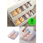 HELEN'S HOME 8 Bölmeli Sütyen Düzenleyici Akordiyon Dolap ve Çekmece İçi Organizeri, Beyaz