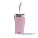 Helia Çelik Termos, 0,45 L, Pembe, Cam Pipetli, 24 Saat Yalıtımlı, 25,5 cm