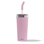 Helia Termos, 0.6L, Çift Cidarlı Paslanmaz Çelik, Cam Pipetli, 24 Saat Yalıtım, Pembe