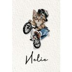 Helie: Cahier personnalisé avec prénom Helie | Cadeau d'anniversaire pour enfant, garçon, homme, copain ... | Chat à bicyclette | 110 pages lignée, Petit Format 6x9 pouces (15,24 x 22,86 cm)